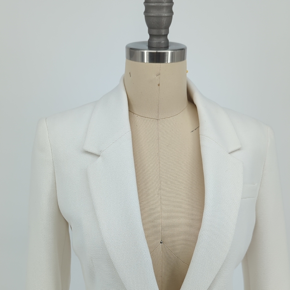 01563 WHBM One Button Blazer White size 0 preppy Business casual classic office - Picture 4 of 9